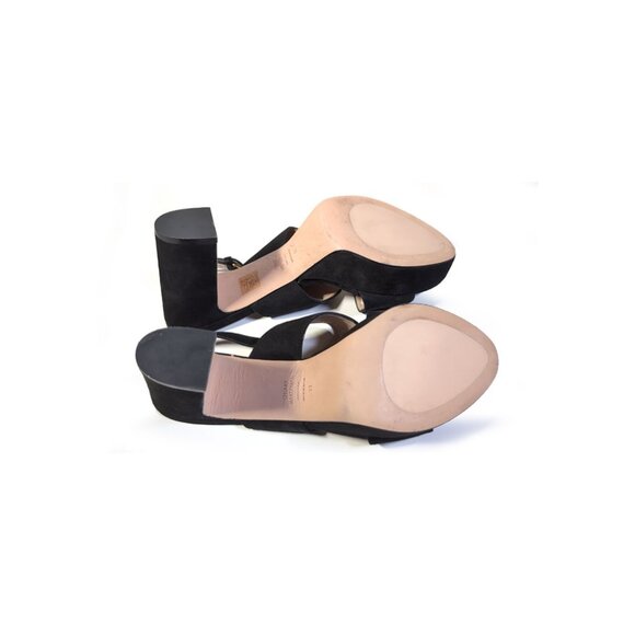 Stuart Weitzman Sandals Size 11 Black Suede Heels Womens 11 - Picture 4 of 9